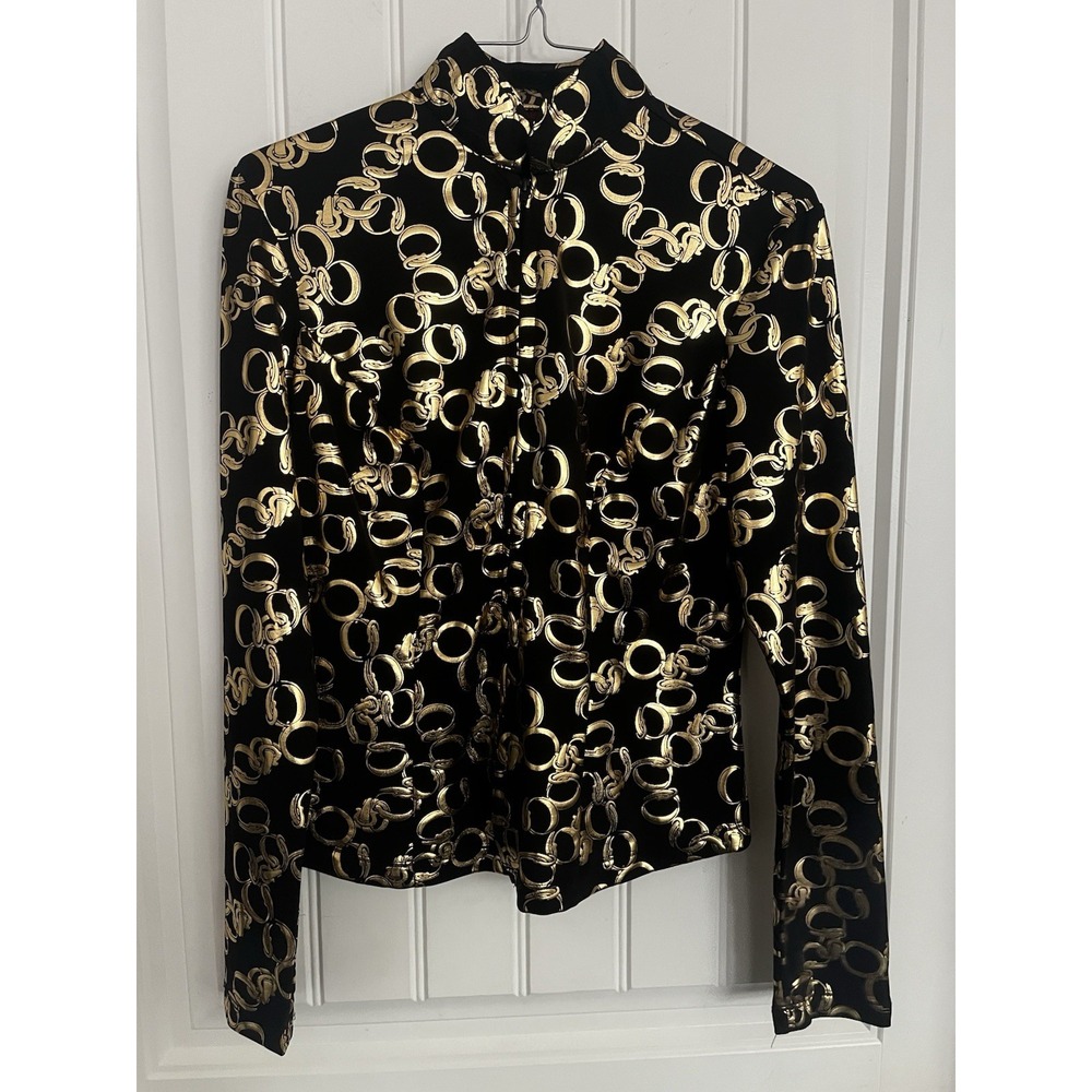 Hobby Horse Western Equestrian Womens Long Sleeve Black Gold Limited Small 731